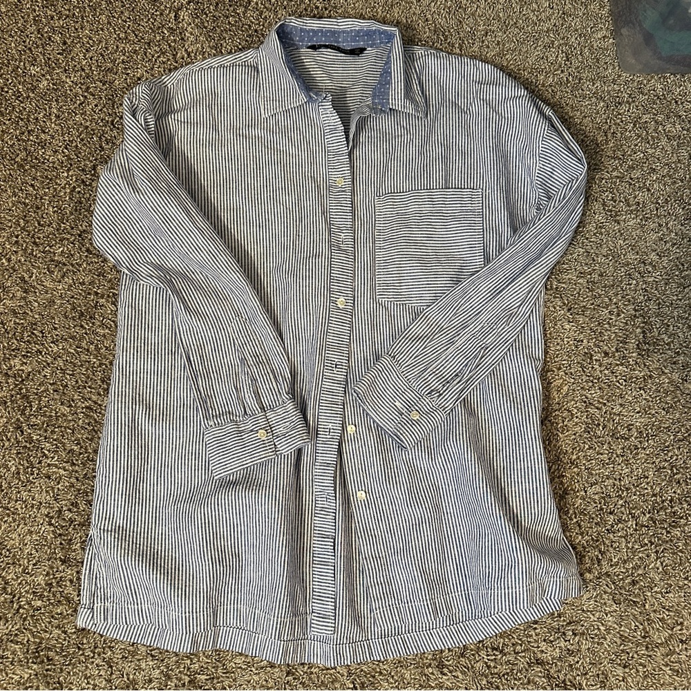 Zara Classic Blue Striped button down Shirt
